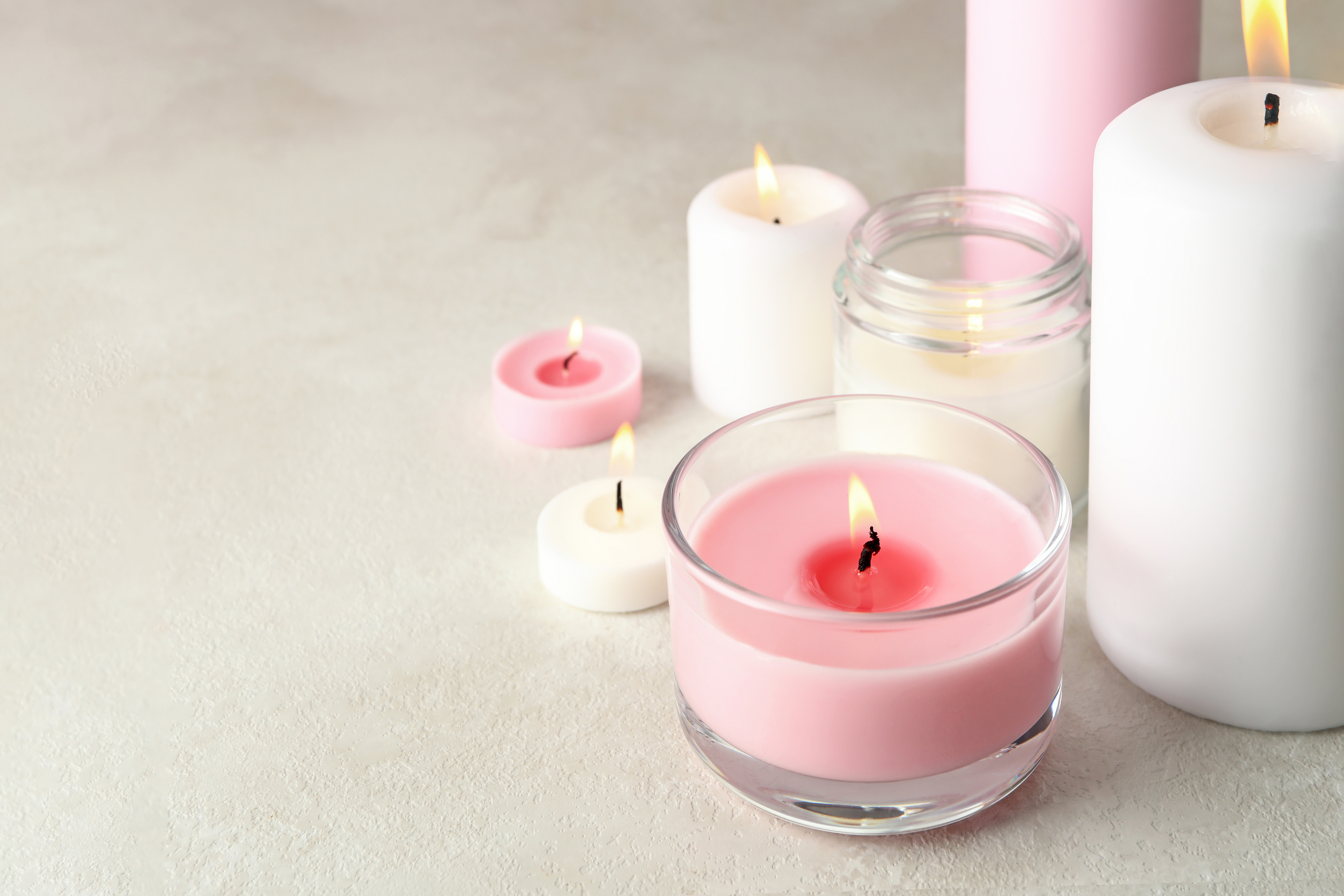 Scented Candles for Relax on White Background